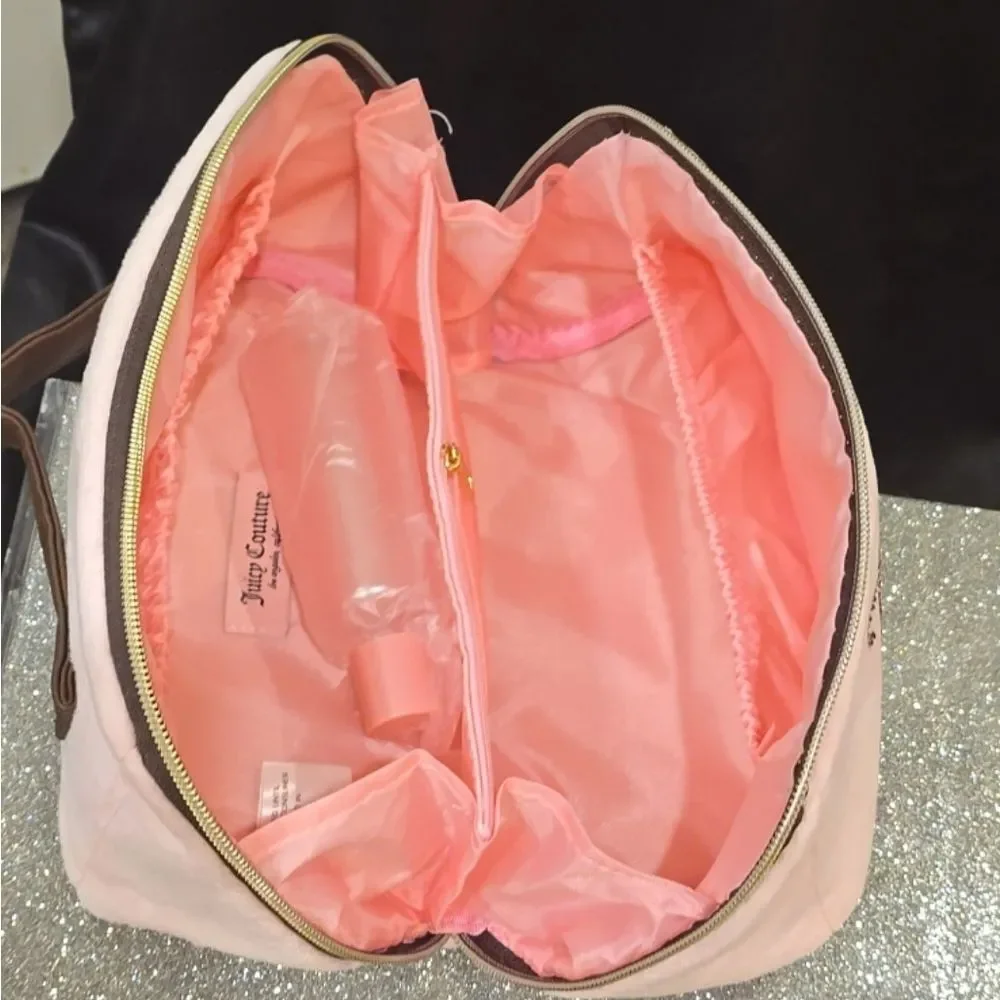 Juicy Couture‎ Y2K Zip-Around Rhinestone Logo Velour Cosmetic Organizer